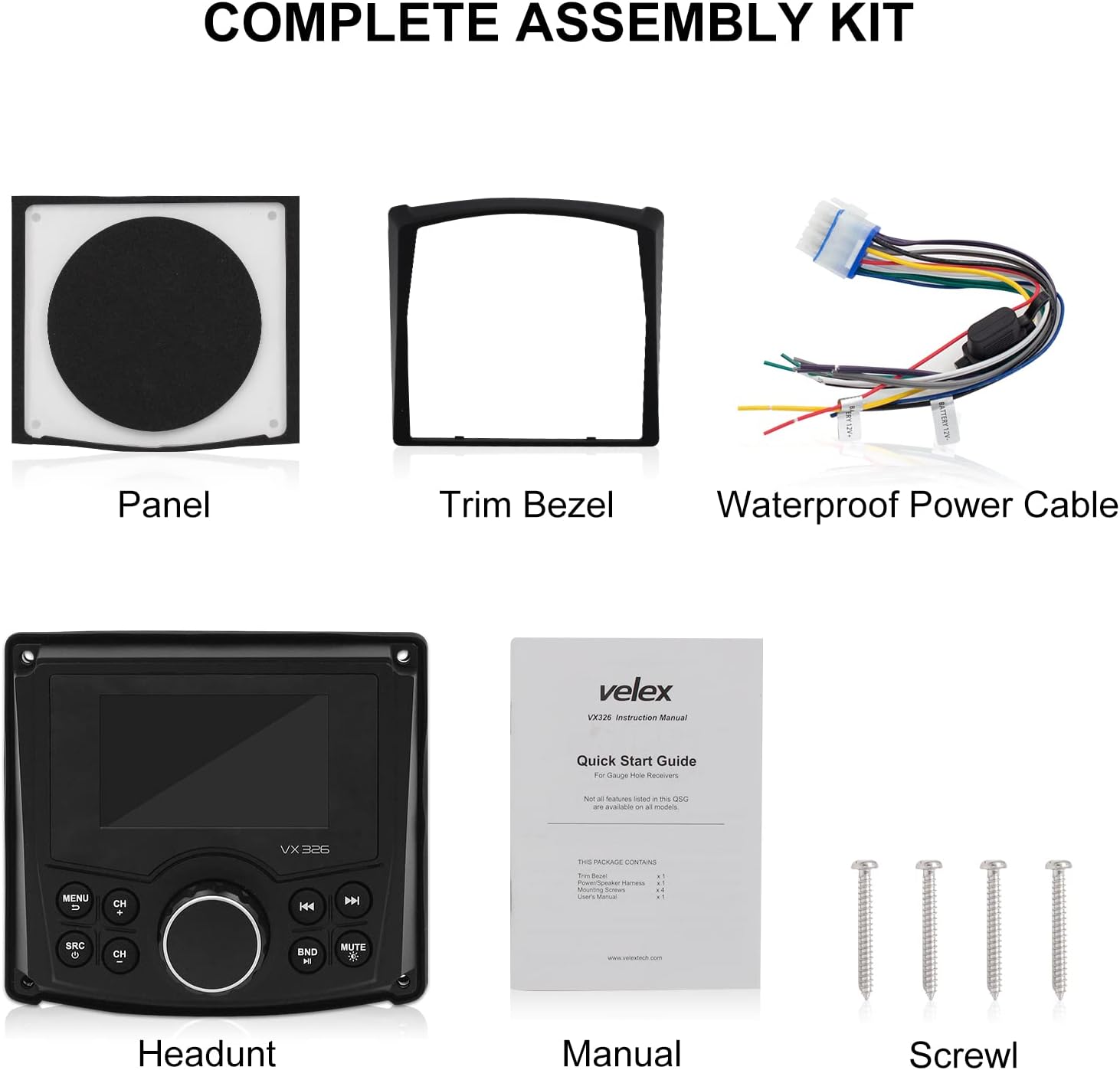 Marine Stereo Bluetooth Waterproof Digital Media Receiver with AM/FM, USB, MP3 Q637