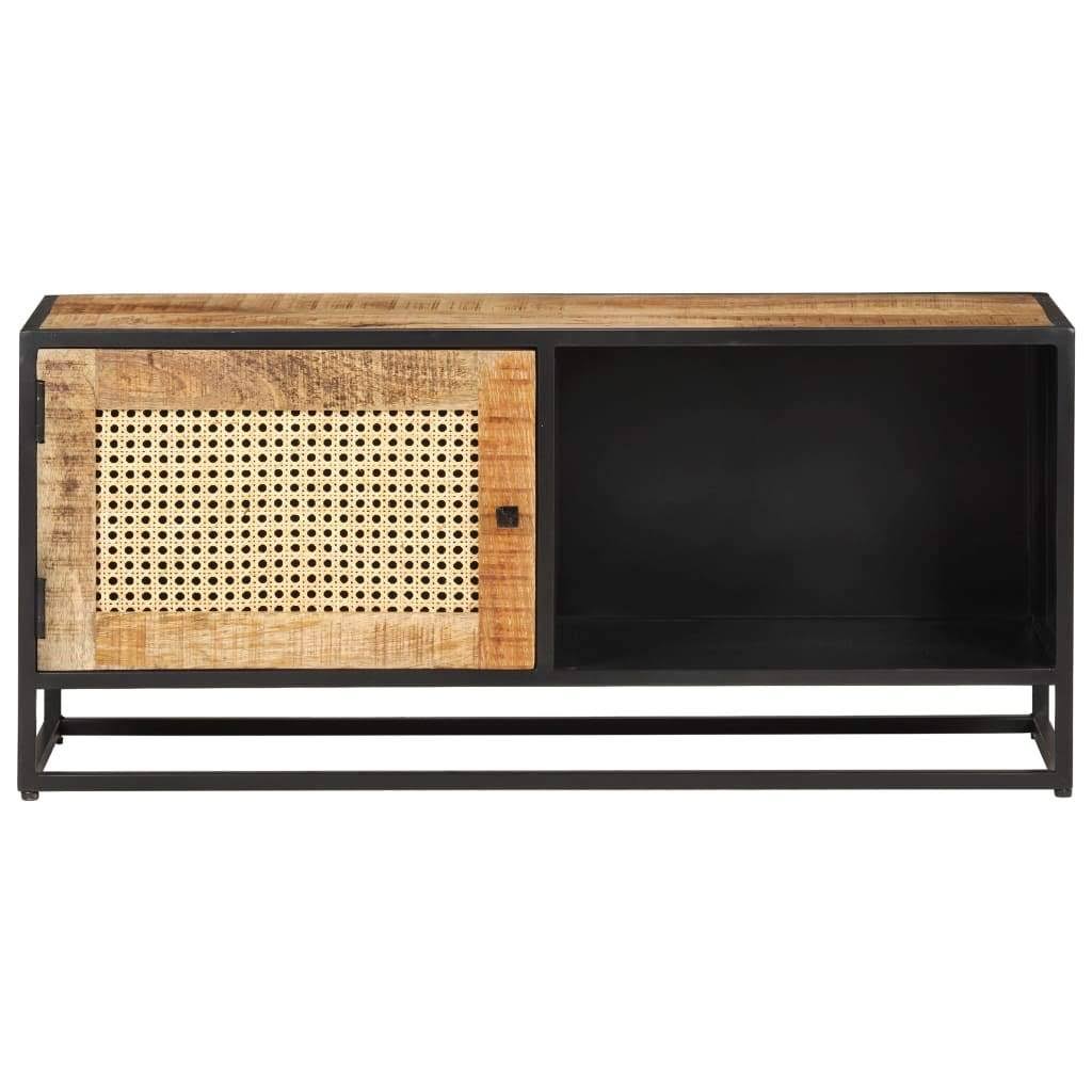 Rough Mango Wood and Natural Cane TV Cabinet G59013