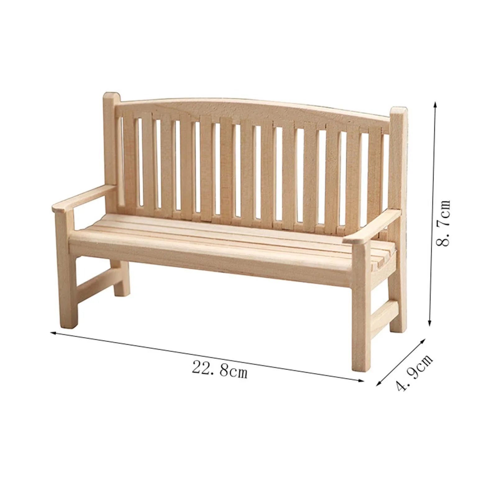 1/12 Scale Unpainted Wooden Dollhouse Outdoor Double Seat D747781