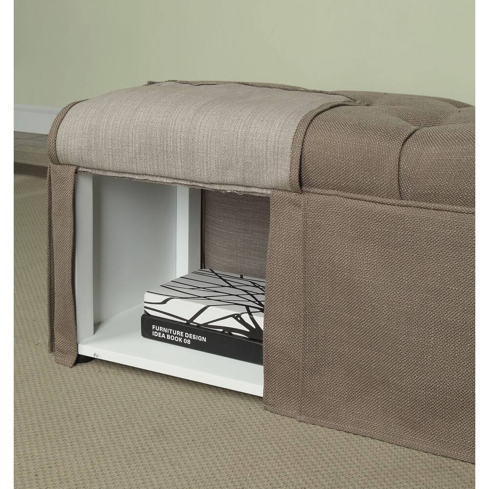 Grey Solid Wood Storage Bench O819