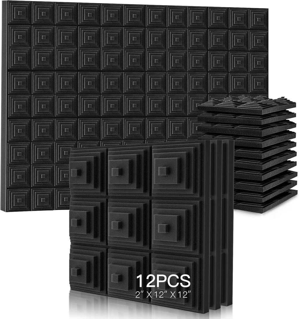 24 Pack Acoustic Foam Panels 2" x 12" x 12" V8127