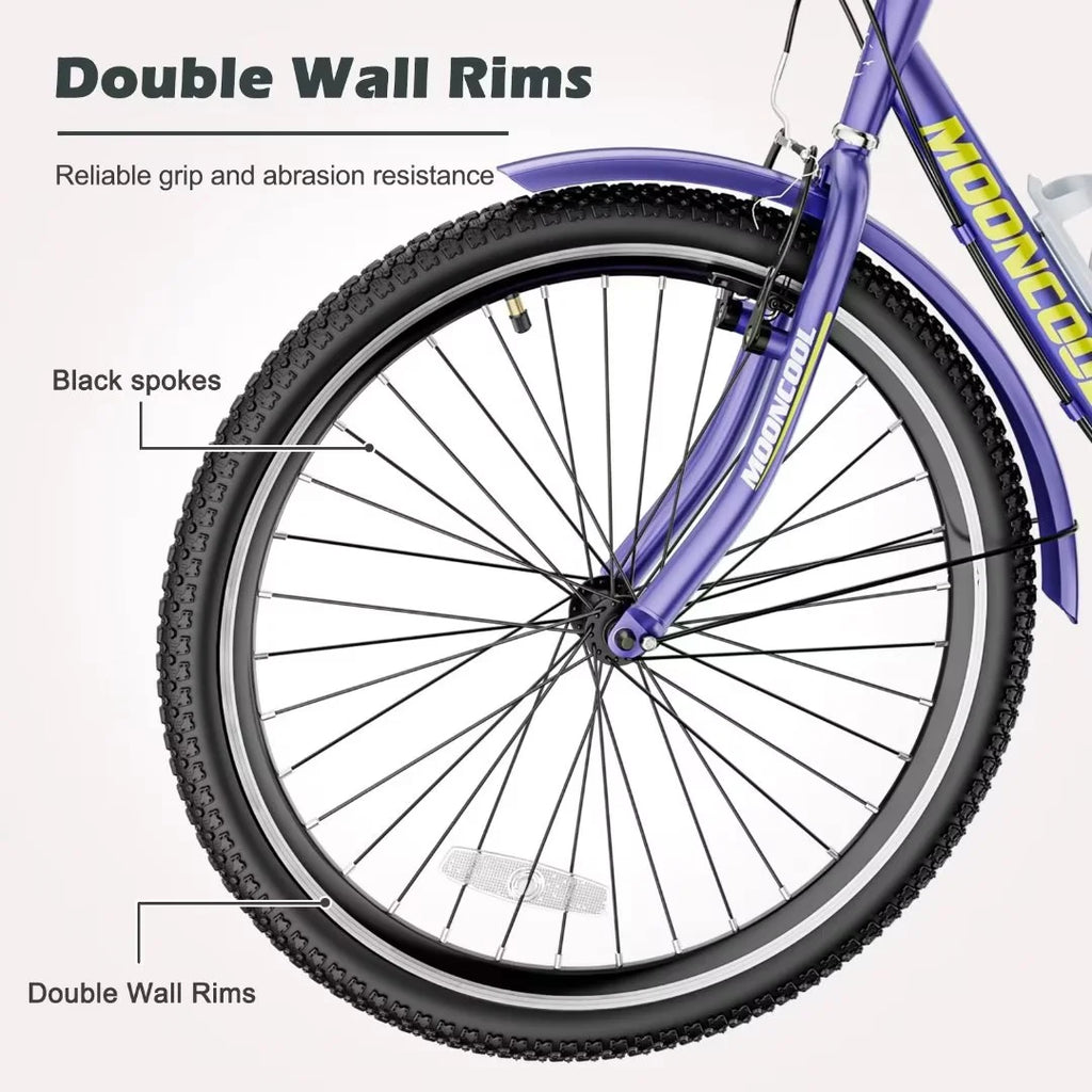 24"/26" Adult Tricycle Bike, 7 Speed 3-Wheel Bicycle, with Backrest & Shopping Basket L45425