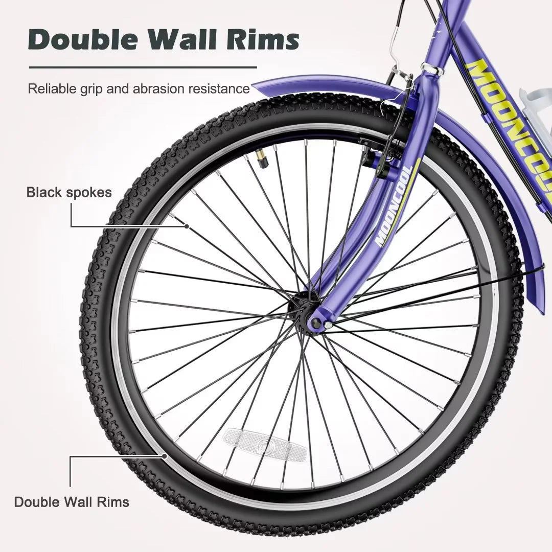 24"/26" Adult Tricycle Bike, 7 Speed 3-Wheel Bicycle, with Backrest & Shopping Basket L45425