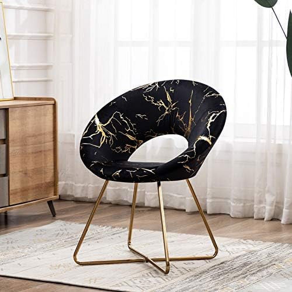 Khaki Velvet Accent Arm Chair with Golden Metal Frame Legs E2332