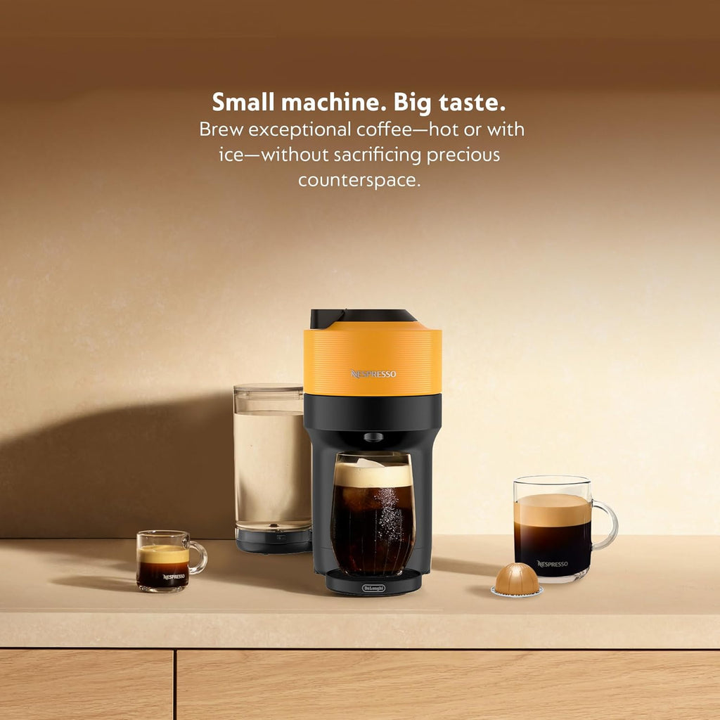 Mango Yellow Nespresso Machine with Aeroccino T96736