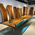 Blue Live Edge Epoxy Dining Table 36 x 24 Inches R3301