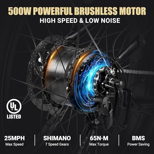 26" Fat Tire Electric Mountain Bike with 48V 13Ah Battery 7-Speed Front Suspension N47832
