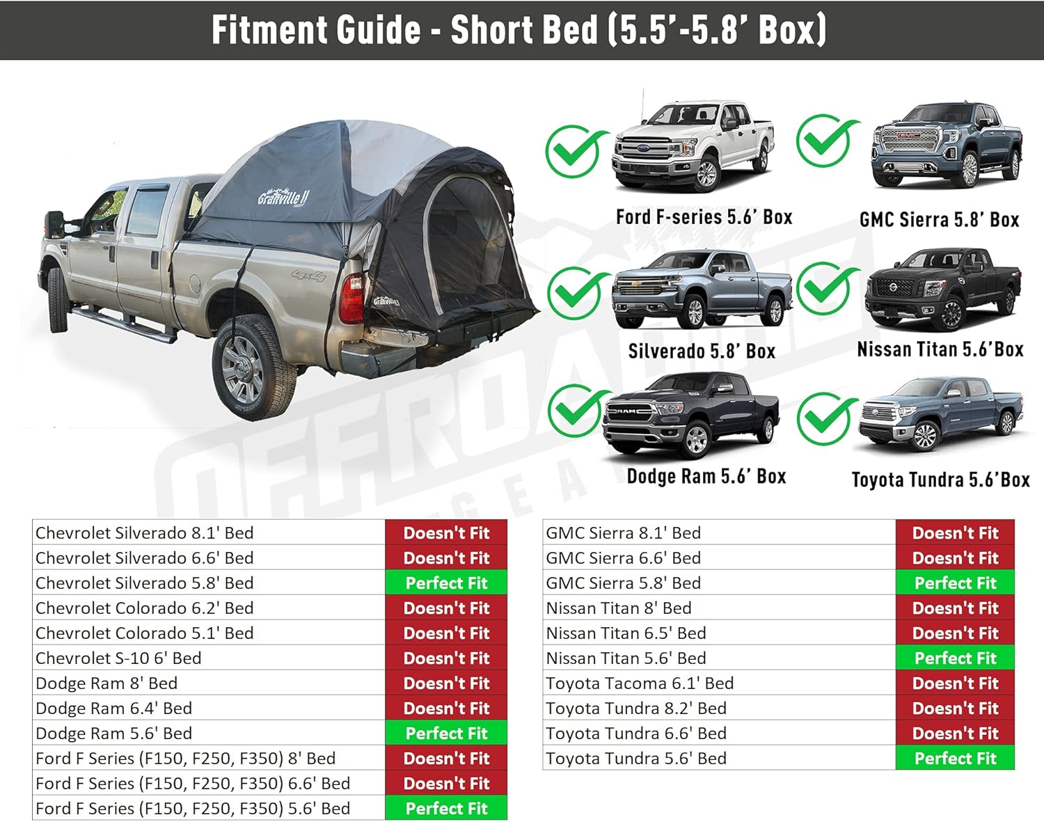 Pickup Truck Bed Tent with Front Awning Z91649