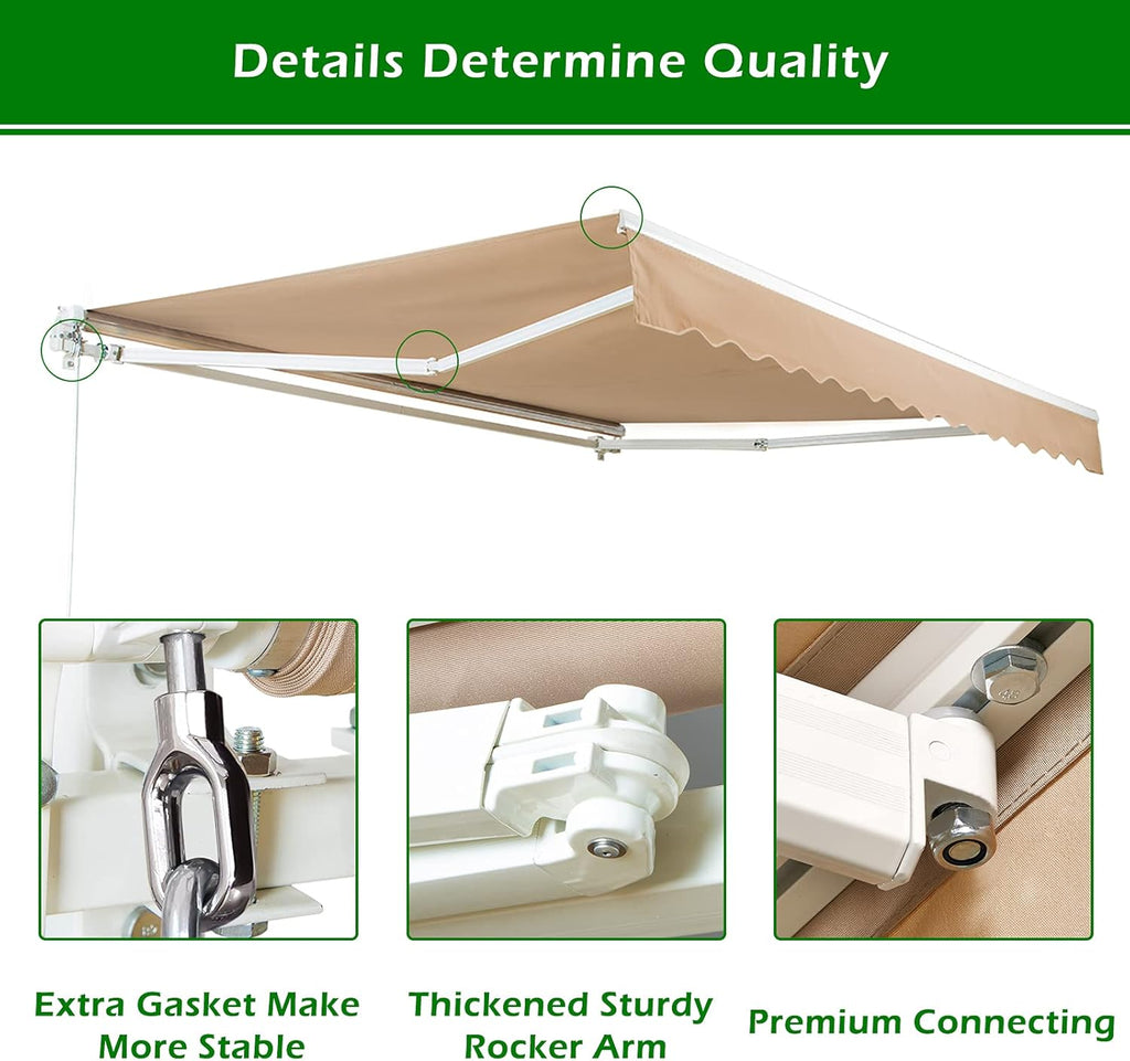Beige Retractable Patio Awning X209667