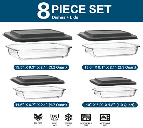 8-Piece Glass Baking Dish Set with Plastic Lids O83909