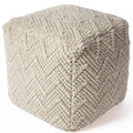 Ivory Chevron Cable Pouf R5433