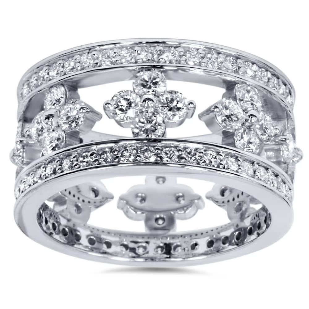 3ct Diamond Vintage Style Eternity Ring 14K White Gold R81793