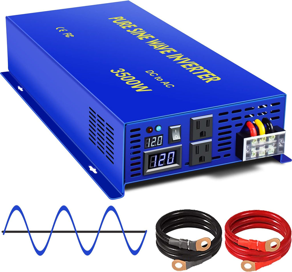 Pure Sine Wave Inverter 3500W 48V to 110V 120V AC with LED Display 2 AC Outlets Y6662