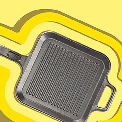 12 Inch Seasoned Cast Iron Grill Pan with Loop Handles T881853