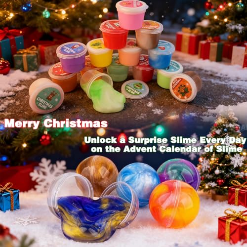 Christmas Slime Advent Calendar with 20 Slimes & Xmas Charms O249929