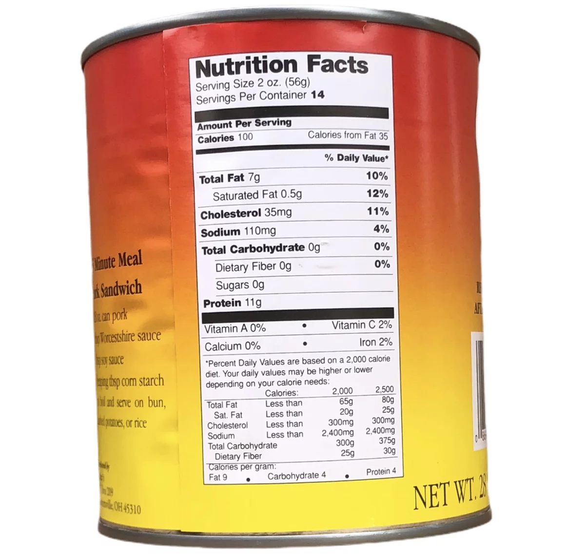 Canned Pork Chunks Meat, 28 oz, 12 Cans P379543