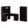 60W L Shaped Computer Desk With Hutch And 5 Shelf Bookcase M17416