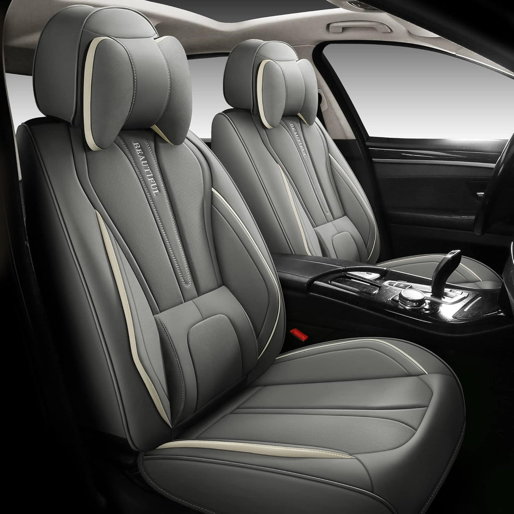 Red Leather Car Seat Covers Full Set 5 Seats I607508