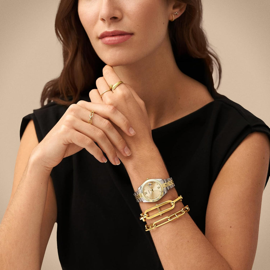 Gold Silver Stainless Steel Quartz Watch S2246