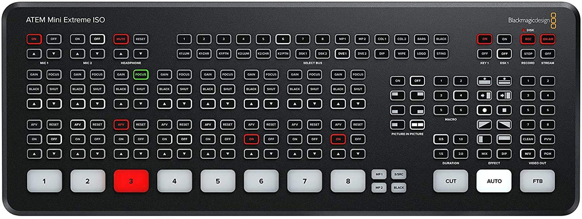 ATEM Mini Extreme HDMI ISO Live Stream Switcher Bundle with 6’ HDMI Cable, 7’ Cat5e Cable, and 5-Pack of Cable Ties Y32150