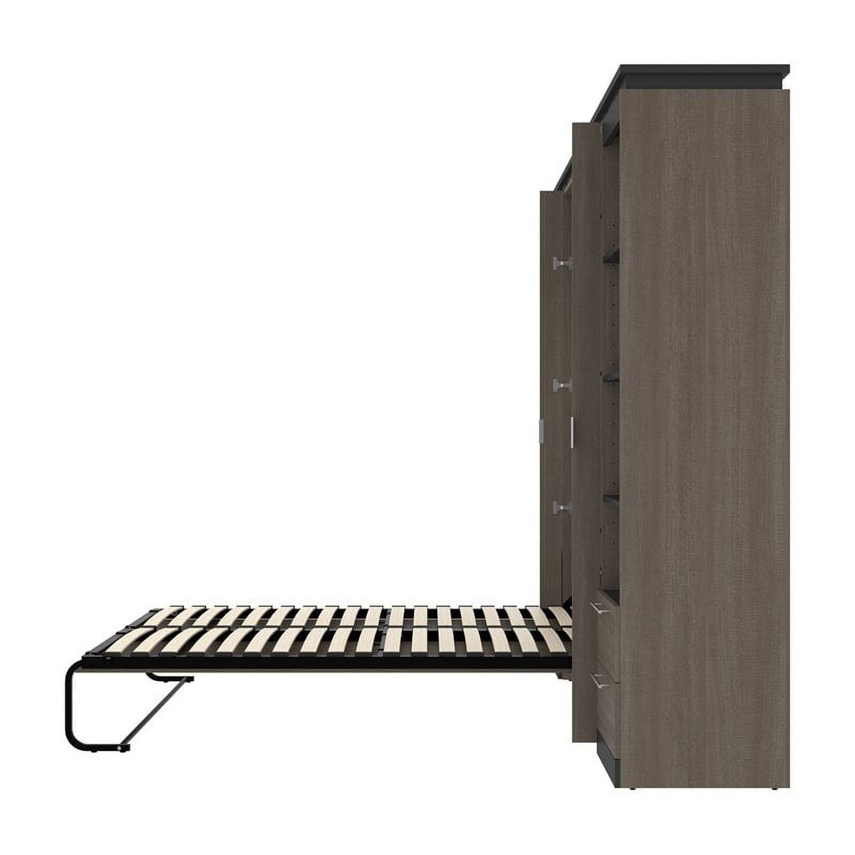 98" Full Murphy Bed and 2 Bookcases with Drawers in Bark Gray U115673