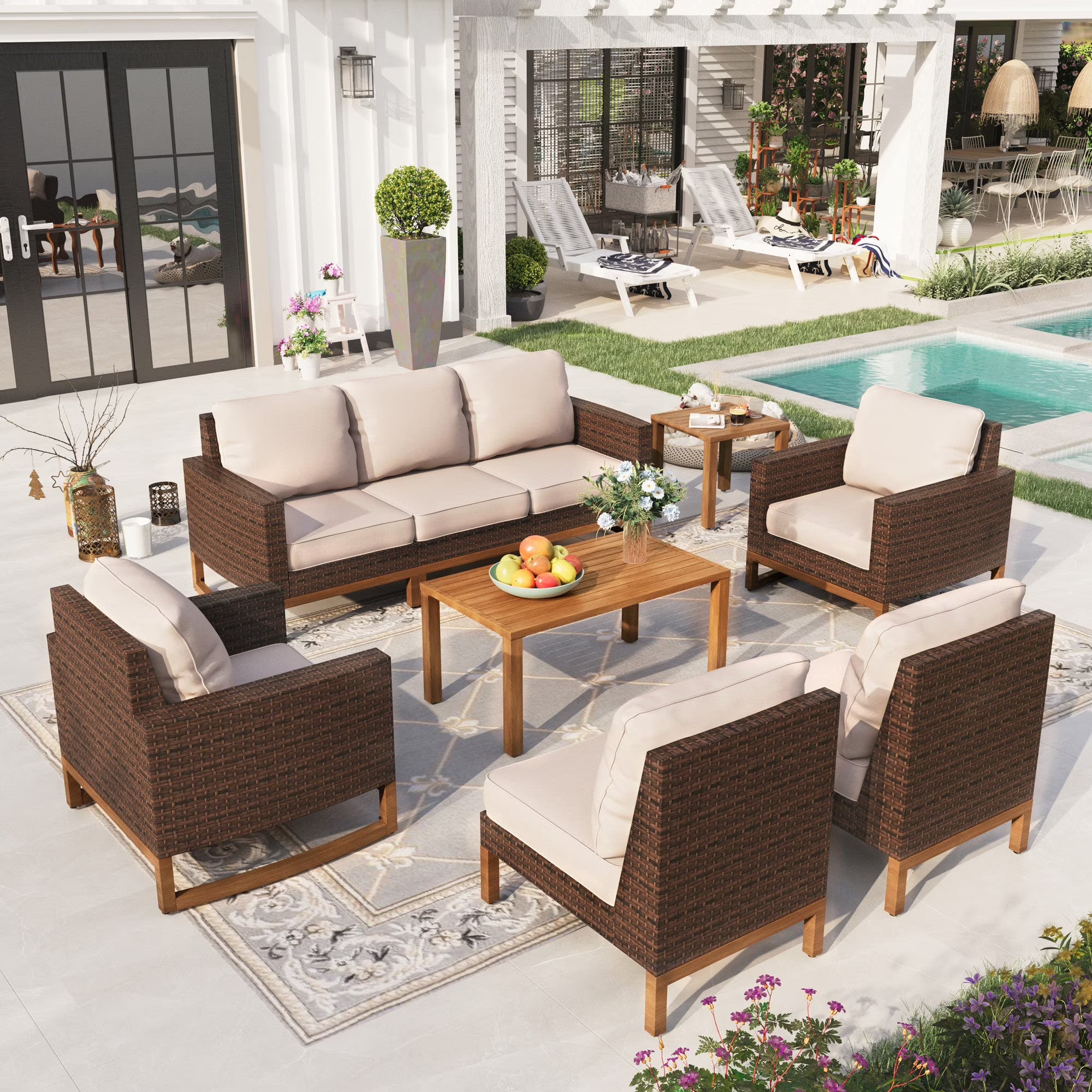 9 Piece Wicker Patio Conversation Sofa Set W285395