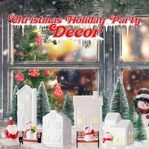 29 Pcs Ceramic Christmas Village Set with LED Houses R661