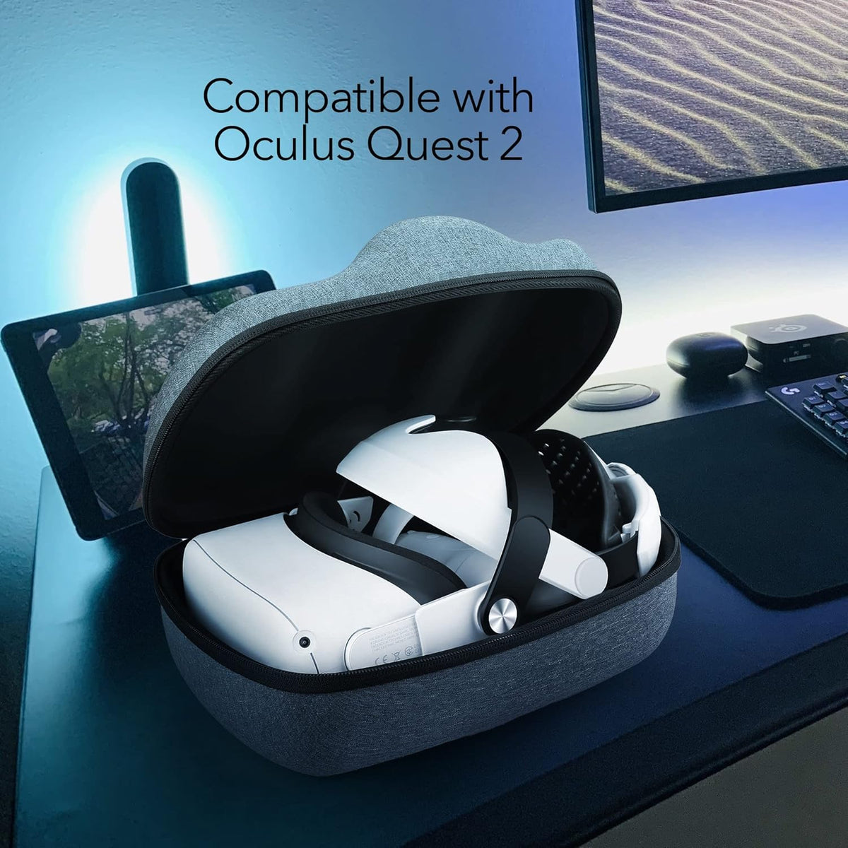 VR Headset Carrying Case, Head Strap, and Face Cover Bundle Pack of 2 L3489