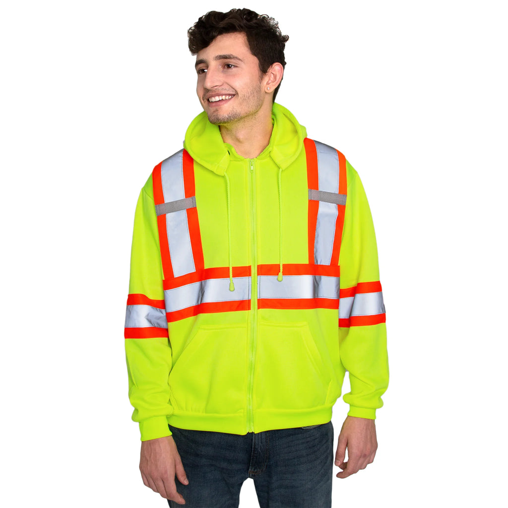 Hi-Vis Safety Full-Zip Hoodie, Yellow, L T20172