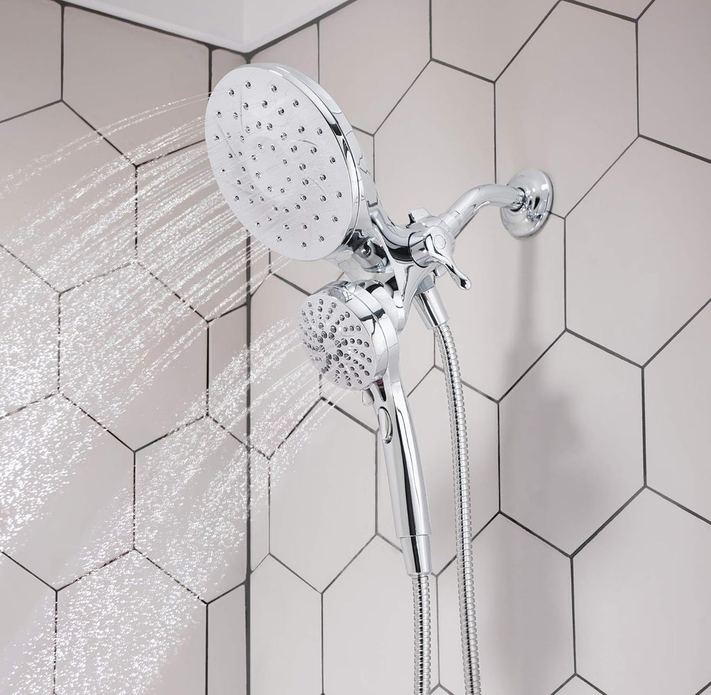 Chrome Handheld/Rain Shower Head and Six-Function Handheld Showerhead X73341