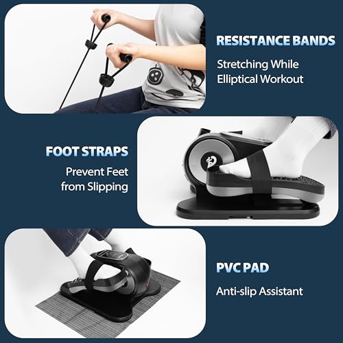 Under Desk Elliptical Machine with Remote, 12 Speed Levels, Quiet Portable Machine H322