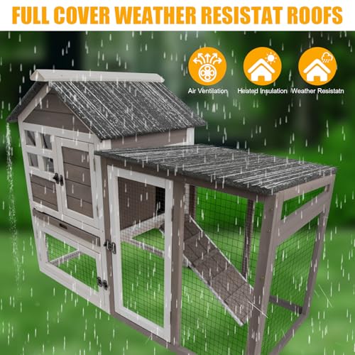 Grey 2-Story Fir Wood Rabbit Hutch with Pull Out Tray S277