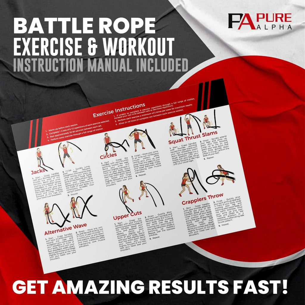 Battle Rope with Anchor Strap Kit & Protective Sleeve – 30 Ft Length 1.5 Inch Diameter X39295