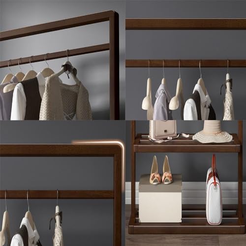 Solid Wood Coat Stand with Storage Shelves I7236