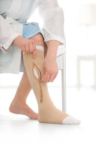 Beige XX-Large Right Compression Stocking with Zipper Y709805