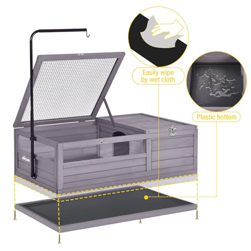 Wooden Tortoise House Large Tortoise Habitat Cage Indoor Tortoises Enclosure Reptile Cage Upgraded Weatherproof Bottom K3406
