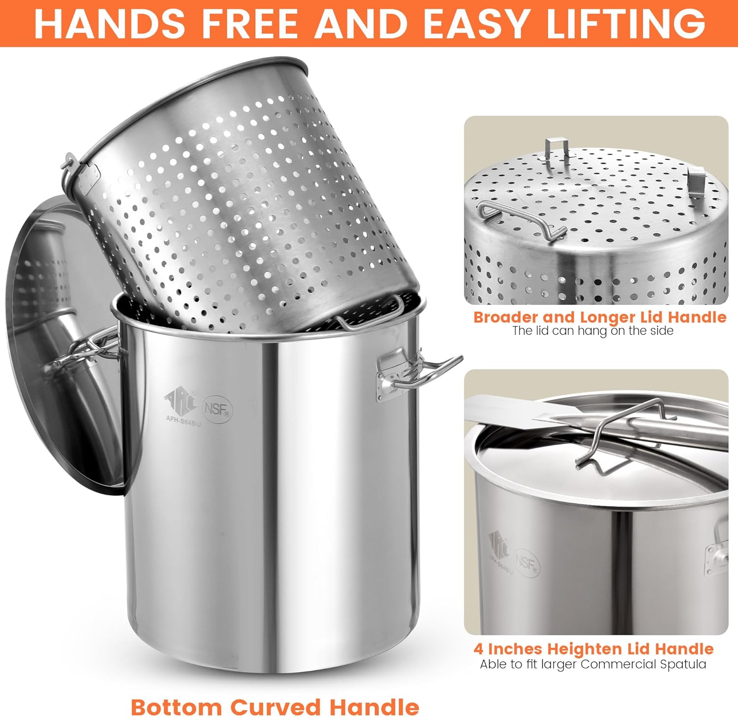 84QT Stainless Steel Seafood Boil Pot with Propane Fryer G450025