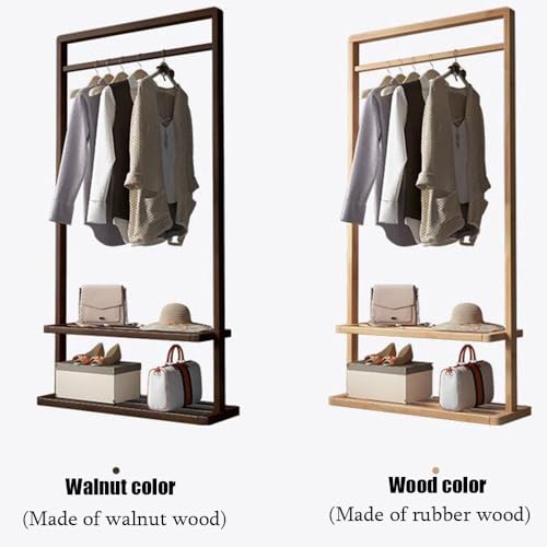 Solid Wood Coat Stand with Storage Shelves I7236
