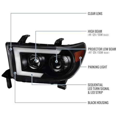Black Projector Headlights Pair for Toyota Tundra Sequoia T8985