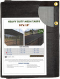 Heavy Duty Black Knitted Mesh Tarp with Grommets, 10 FT X 12 FT, Pack of 2 Y243316