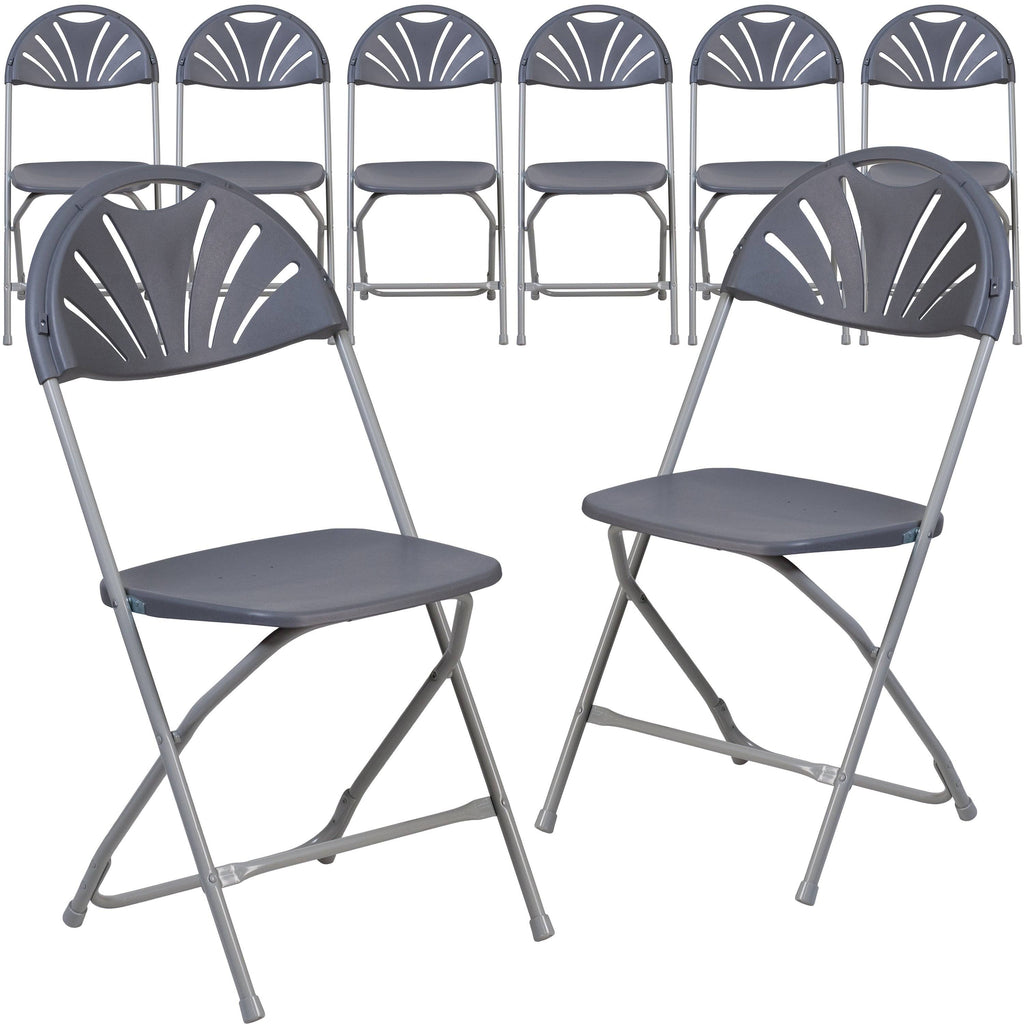 Black Plastic Fan Back Folding Chair I620