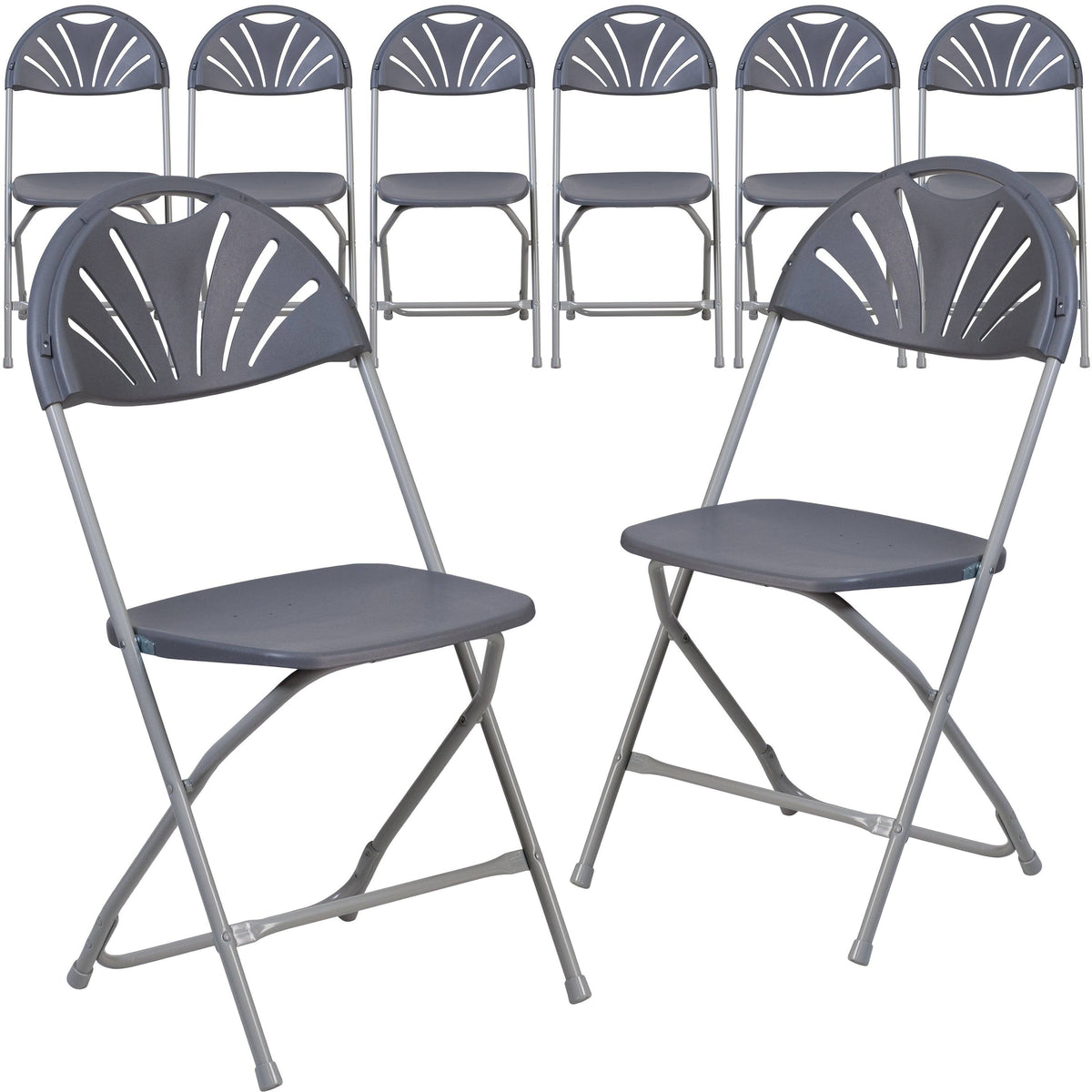 Black Plastic Fan Back Folding Chair I620