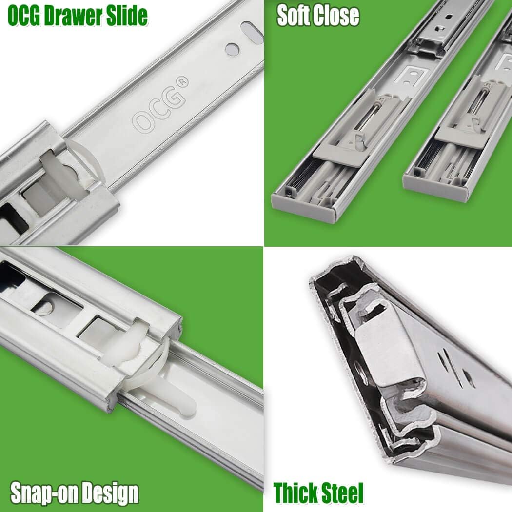 20 Inch 5 Pairs Soft Close Drawer Slides N9184