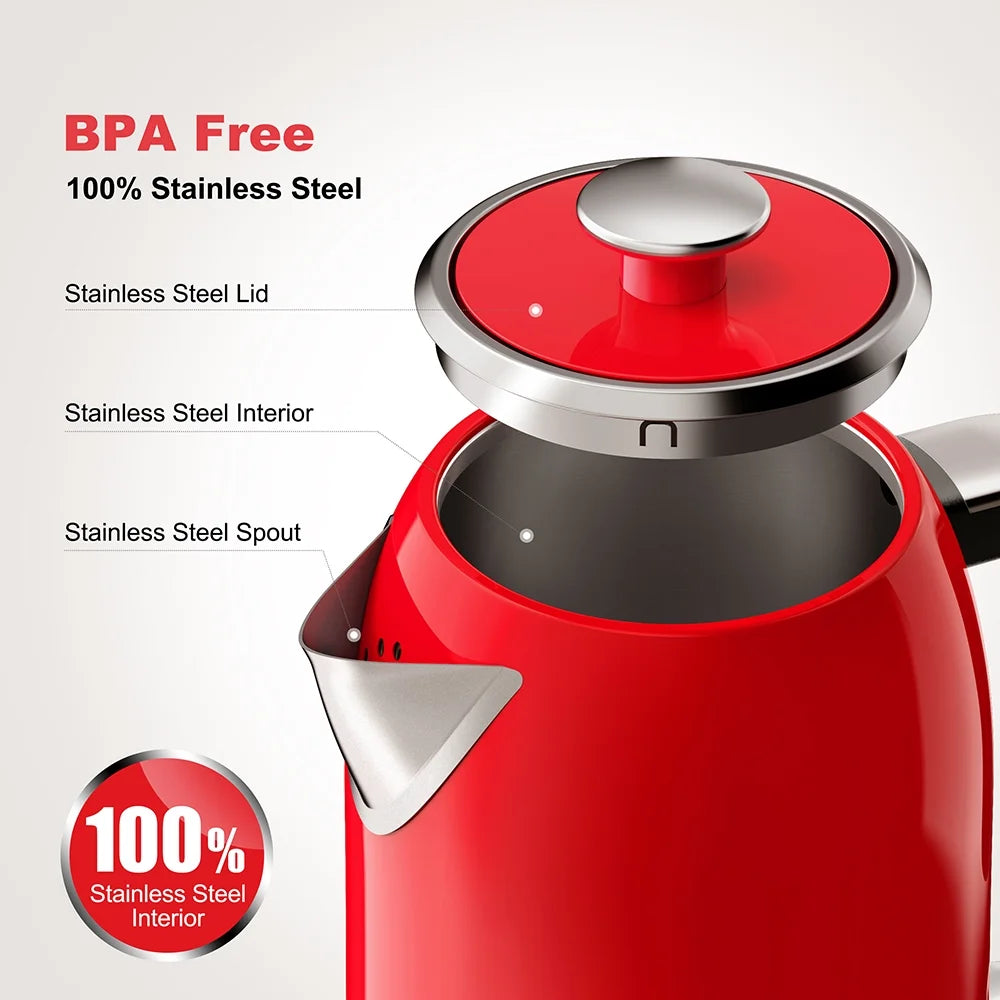 Red Retro Electric Kettle, 1.7 L F784767
