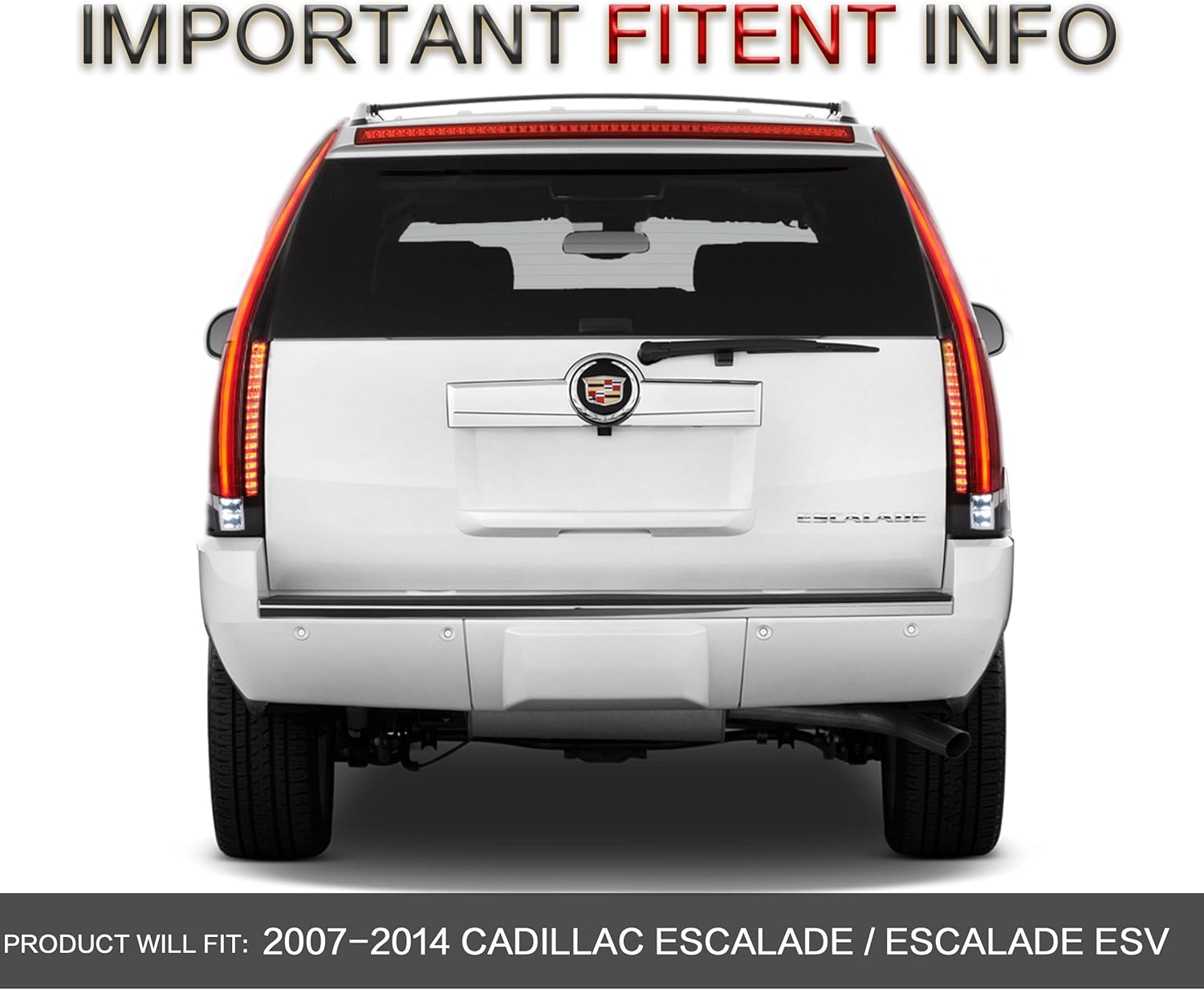 Red Clear Tail Lights for 2007-2014 Cadillac Escalade ESV 3rd Gen SUV K1022