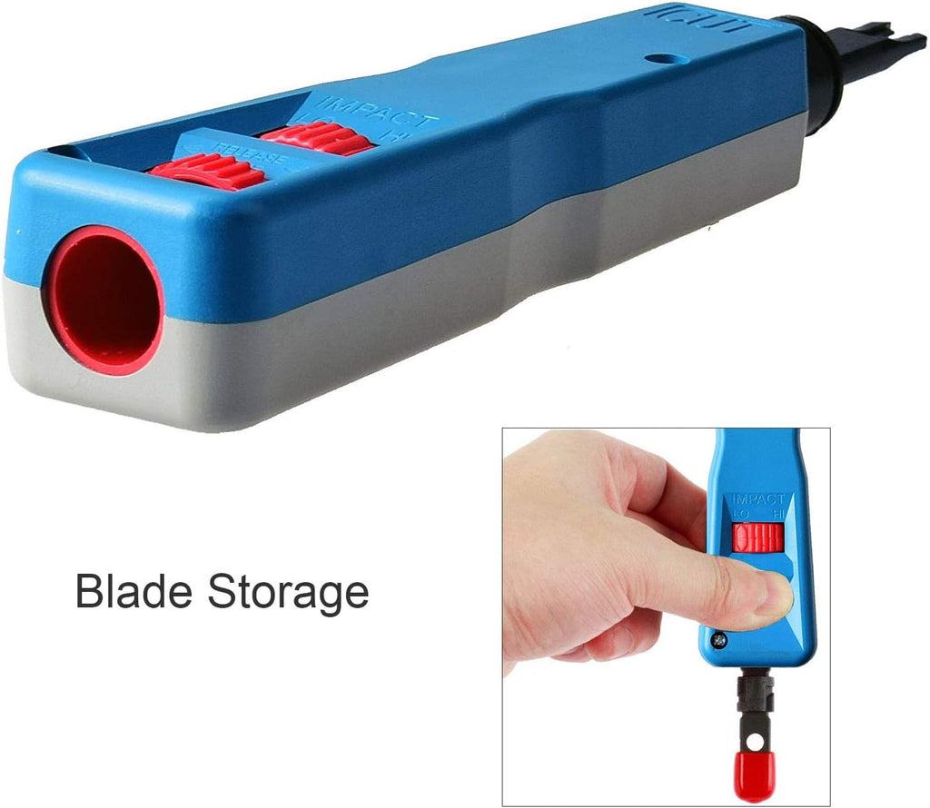 Punch Down Tool Kit with 110 & BK Blade, 5PCS Cat6 RJ45 Keystone Jack, Network Wire Stripper Tool Kits F4985