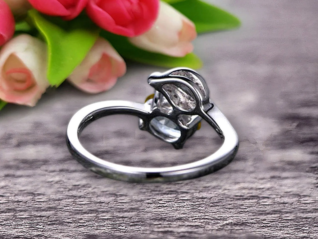 10k White Gold Moissanite Engagement Ring Q731