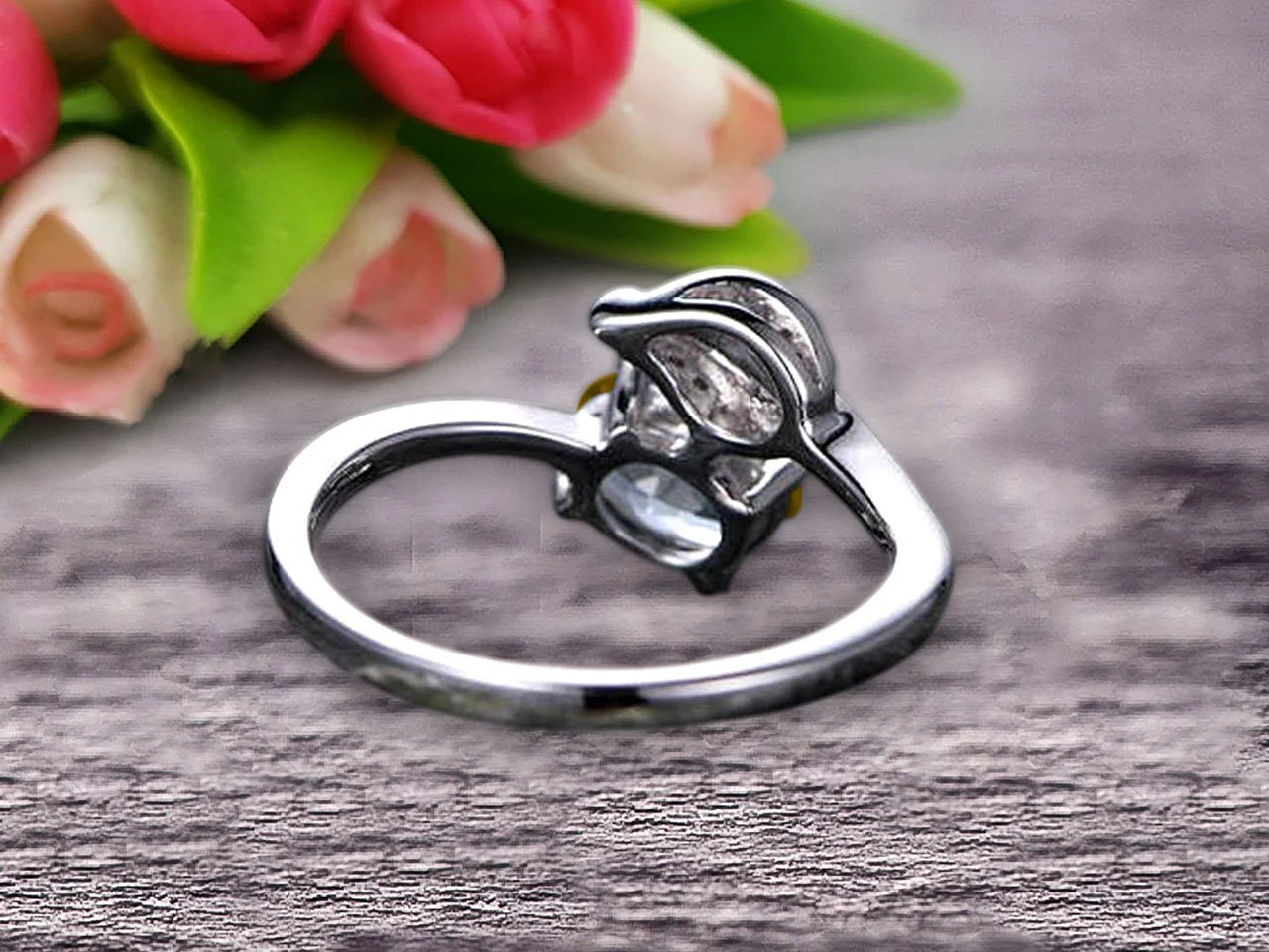 10k White Gold Moissanite Engagement Ring Q731