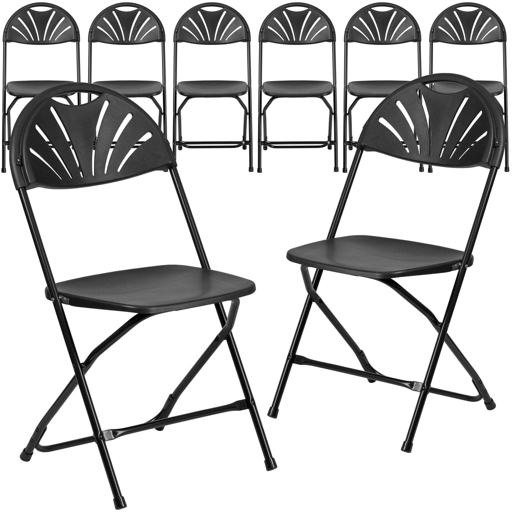 Black Plastic Fan Back Folding Chair I620