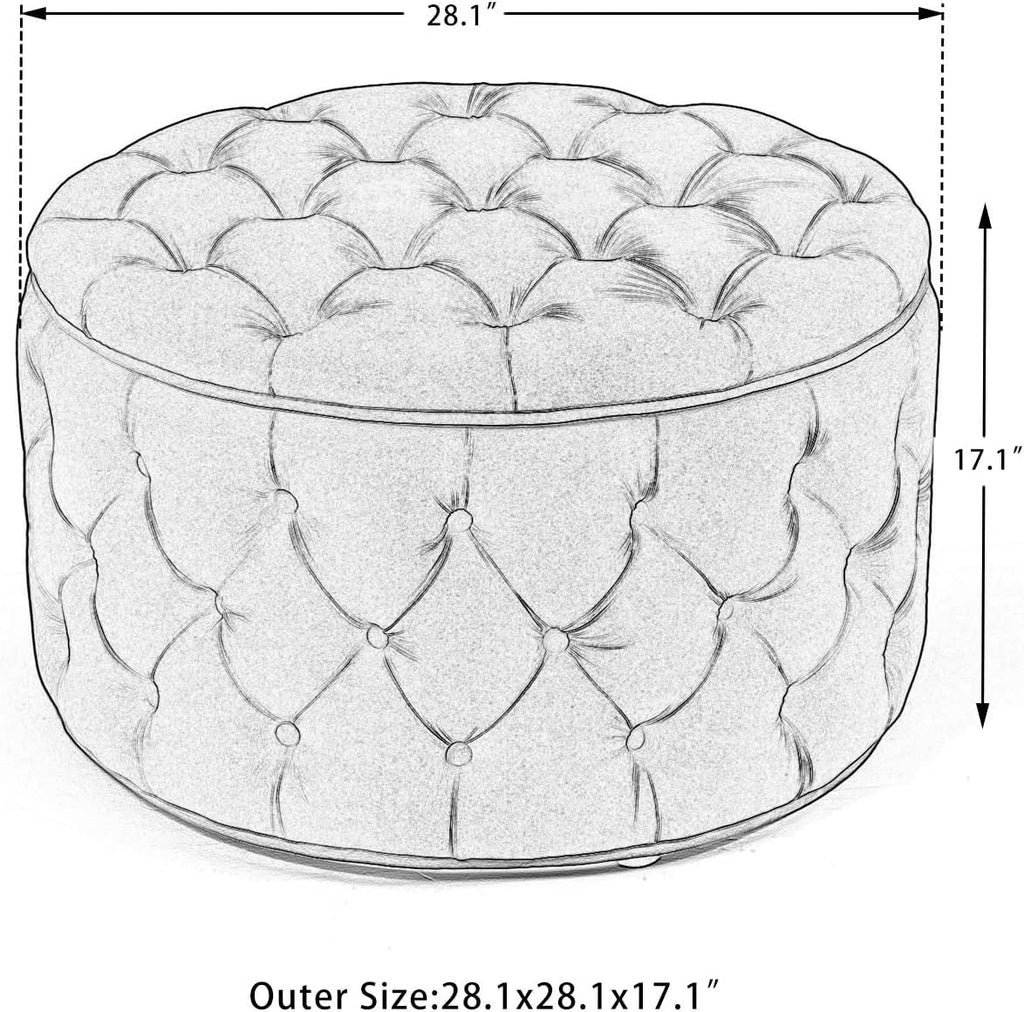 Beige Button Tufted Storage Ottoman X182